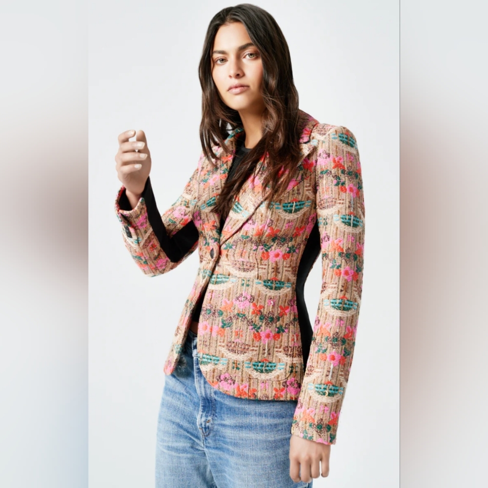 Patch Pocket Jacquard Tux Stripe Blazer